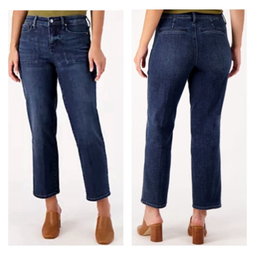 NYDJ Relaxed Piper Ankle Jeans Women's 2 Saybrook Crop‎ Blue Lift x Tuck NEW